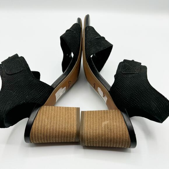 Clarks Karseahi Heeled Sandals Black Leather Size 9 - Picture 3 of 8